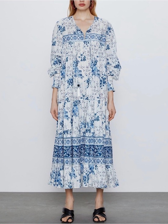 Zara Dresses & Skirts - Zara Boho Floral Long Printed Maxi Dress Bloggers Favorite